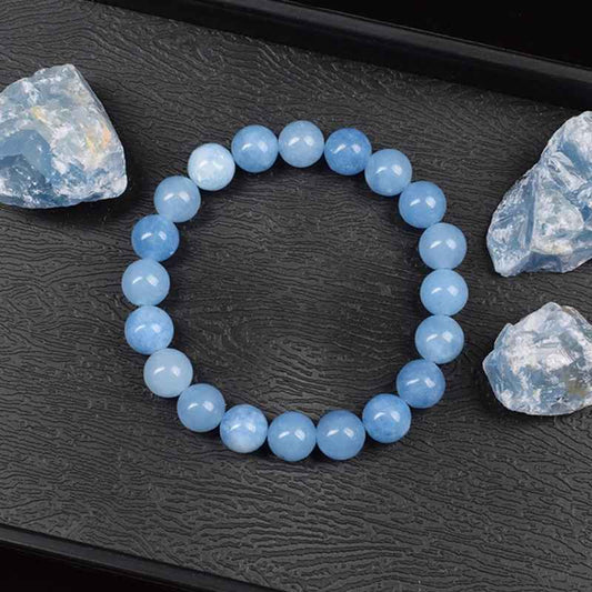 Narisa - Armband med Naturliga Akvamarin-Kvarts-Pärlor